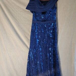 JJs House Blue Sequin One Shoulder Gown